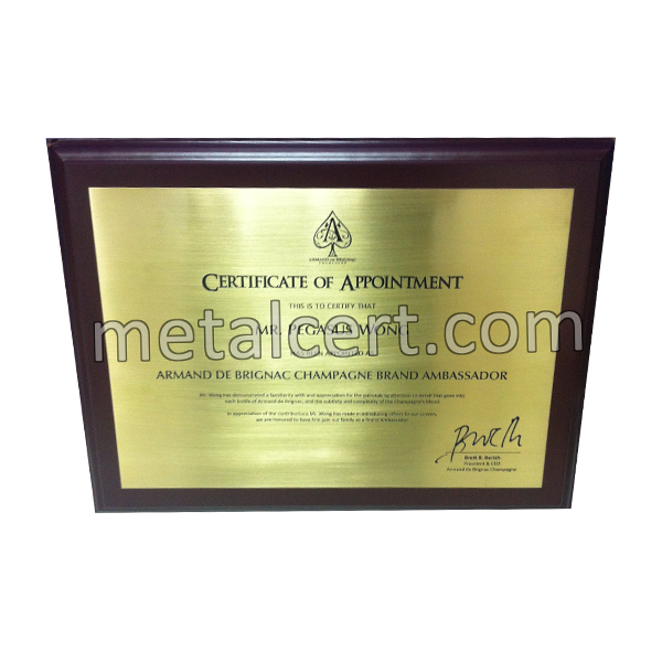 金屬證書 - Certificate of employment